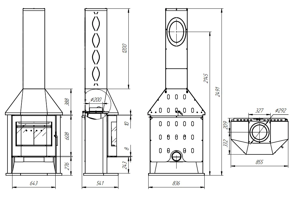 Печь-камин Мюнхен гигант графит