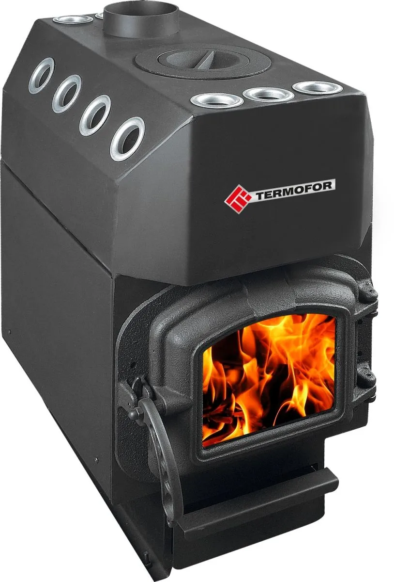 Отопительная печь Ставр 9 с чугунным кружком и чугунной дверцей Отопительная печь Ставр 9 с чугунным кружком и чугунной дверцей