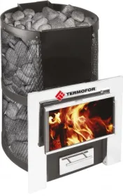 Банная печь Кольчуга 9-14 нержавеющая сетка, панорамная дверка Банная печь Кольчуга 9-14 нержавеющая сетка, панорамная дверка