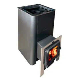 Банная печь Олимп 20-26 чугунная дверца со стеклом+парогенератор Банная печь Олимп 20-26 чугунная дверца со стеклом+парогенератор