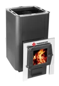 Банная печь Олимп 14-18 чугунная дверца со стеклом, с парогенератором Банная печь Олимп 14-18 чугунная дверца со стеклом, с парогенератором