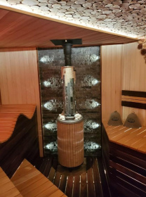 Чугунная банная печь Атмосфера L ламели «Окаменевшее дерево» наборные