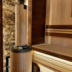 Чугунная банная печь Атмосфера XL ламели «Окаменевшее дерево» наборные