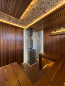 Чугунная банная печь Атмосфера L в облицовке «Талькохлорит»