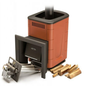 Банная печь газодровяная Оранж Блю Carbon терракота