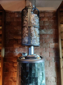 Чугунная банная печь Атмосфера L ламели «Жадеит» наборный