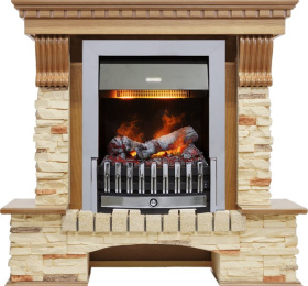 Каминокомплект Pierre Luxe - Дуб / Сланец с очагом Danville Chrome FB2