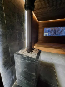 Чугунная банная печь Атмосфера L в облицовке «Талькохлорит»