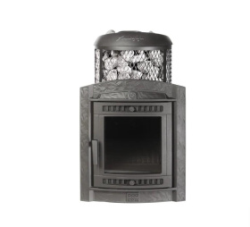 Чугунная банная печь Атмосфера L с комбинированной облицовкой «Верде Гватемала»