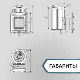 Чугунная банная печь Атмосфера L ламели «Змеевик» наборный