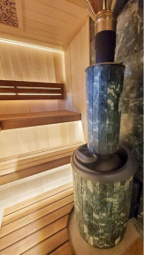 Чугунная банная печь Атмосфера L ламели «Жадеит» наборный