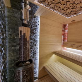 Чугунная банная печь Атмосфера XL ламели «Россо Леванто»