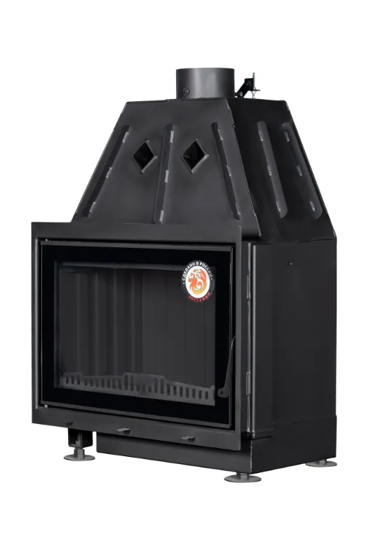 Каминная стальная топка Альфа 700-150 B принтинг черный шамот