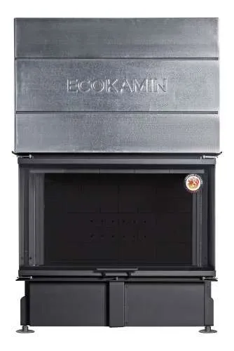 Каминная стальная топка ДЕЛЬТА 1000 PВ три стекла подовое горение принтинг черный шамот