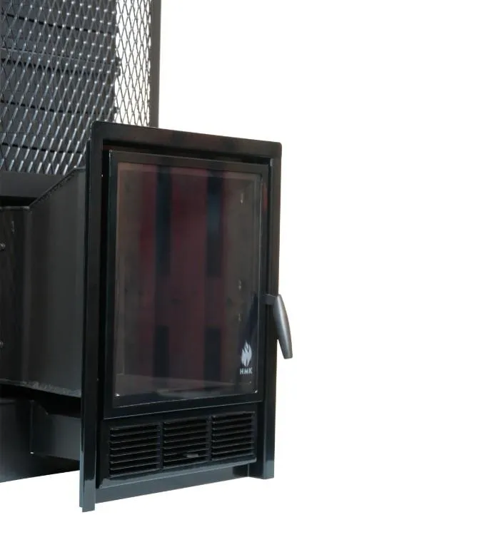 Чугунная банная печь Амур-ПРО ЗК. Панорамная дверца (сетка)