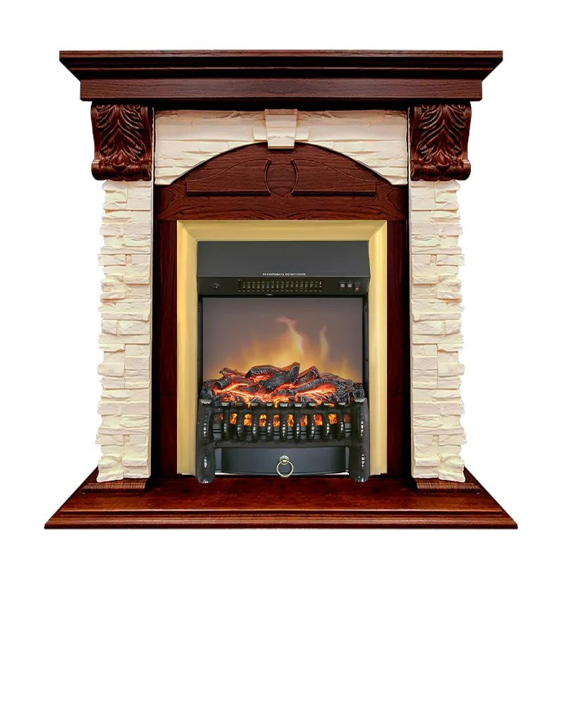 Каминокомплект Dublin (Разборный) - Орех каньон / Сланец  с очагом Fobos FX M Brass