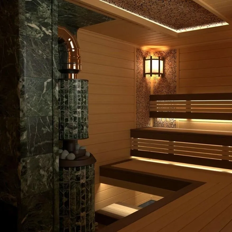 Чугунная банная печь Атмосфера XL ламели «Верде Гватемала» наборный рисунок