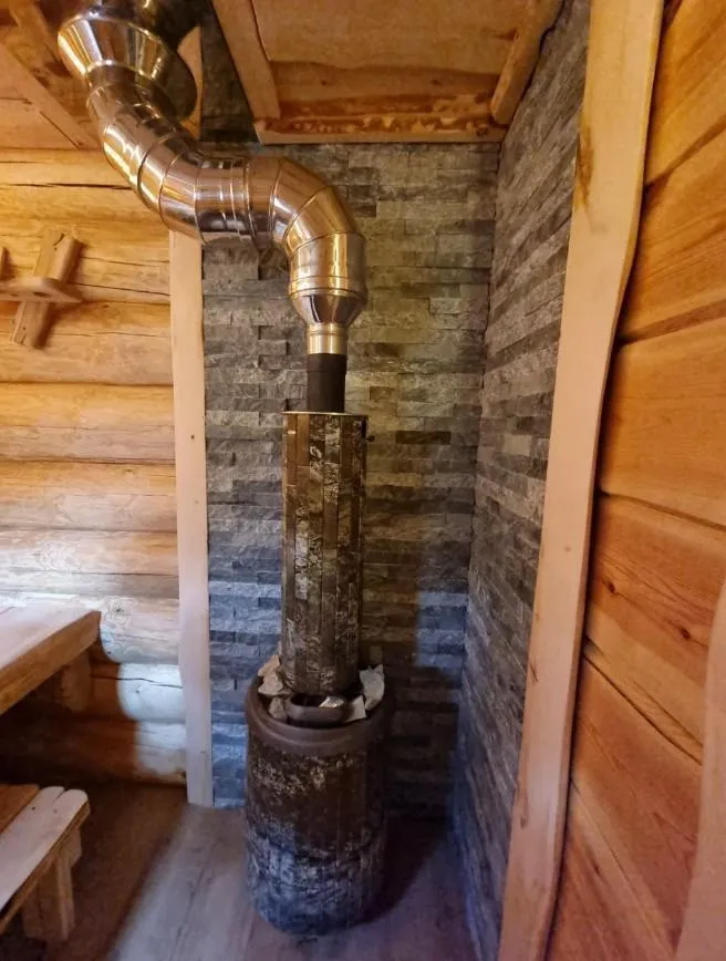 Чугунная банная печь Атмосфера L ламели «Жадеит» наборный