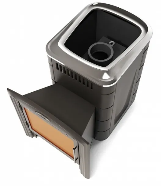 Банная печь Каронада Мини Heavy Metal Витра антрацит