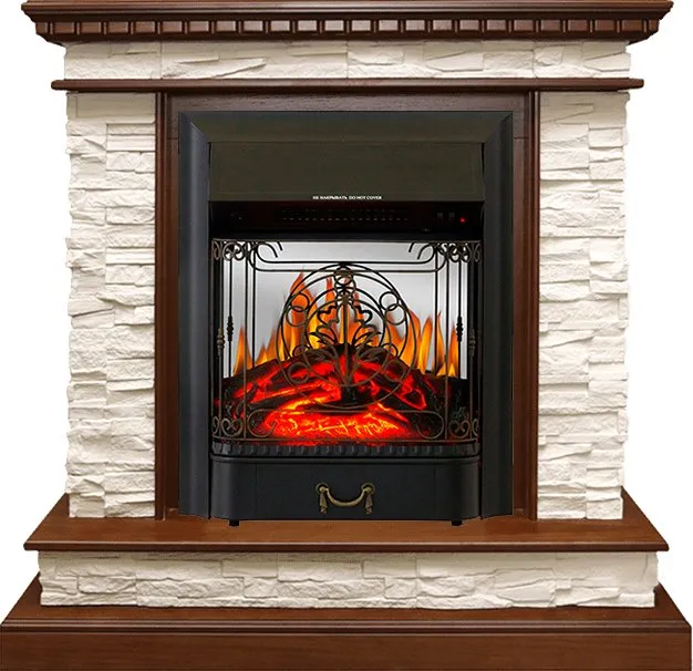 Каминокомплект Calgary - Дуб / Сланец бежевый с очагом Majestic FX M Black RC