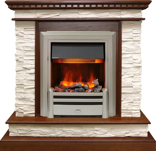 Каминокомплект Calgary - Дуб / Сланец беженый с очагом Chesford