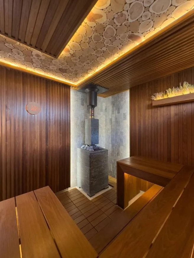 Чугунная банная печь Атмосфера L в облицовке «Талькохлорит»