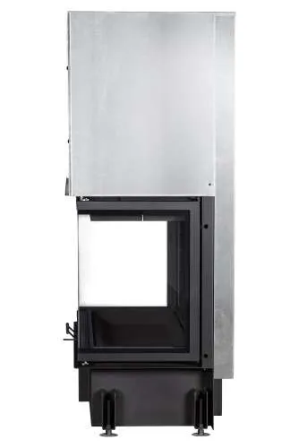 Каминная стальная топка ДЕЛЬТА 1000 PВ три стекла подовое горение принтинг черный шамот