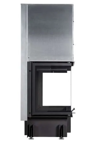 Каминная стальная топка ДЕЛЬТА 1000 PВ три стекла подовое горение принтинг черный шамот