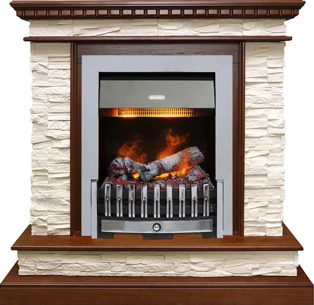 Каминокомплект Calgary - Дуб / Сланец беженый с очагом Danville Chrome FB2