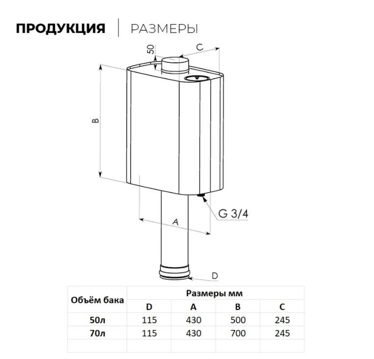 Бак-труба овальный 50 л 115 (AISI 201/1,0 м) 0,8 мм