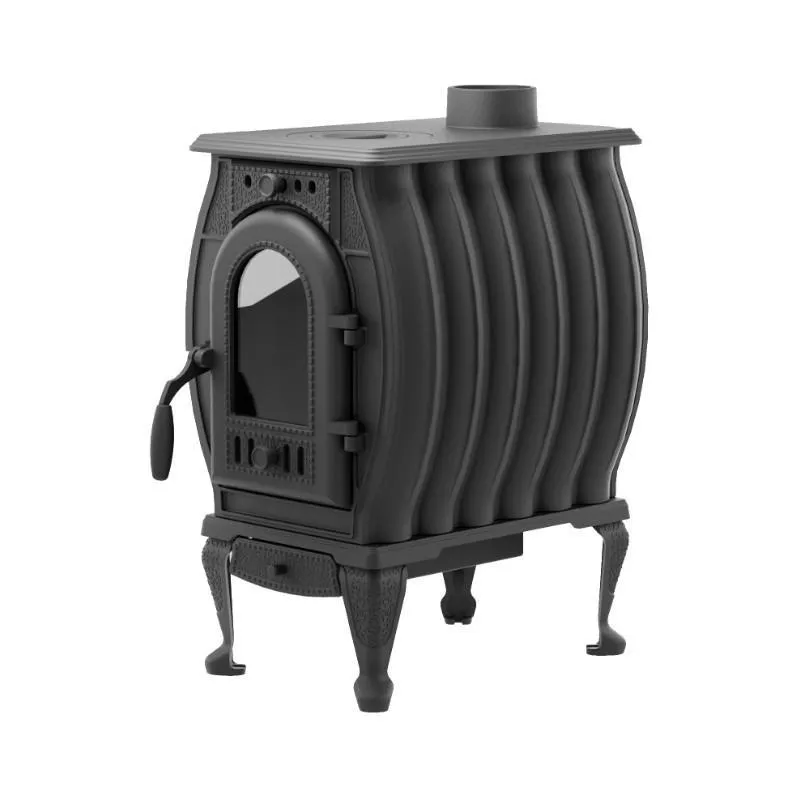 Чугунная печь-камин отопительная ПМЧ-8С, с патиной