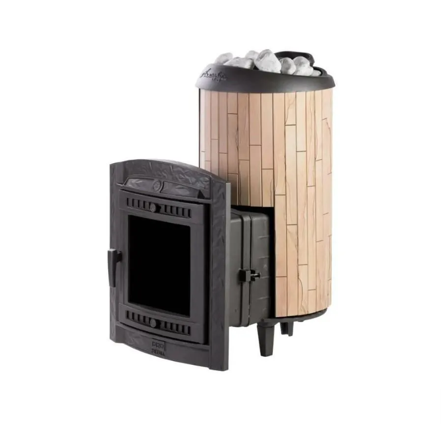 Чугунная банная печь Атмосфера XL ламели «Окаменевшее дерево» наборные