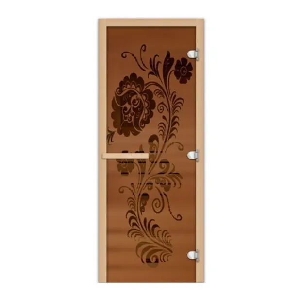 Стеклянная дверь для бани и сауны 1900х700 Хохлома мат