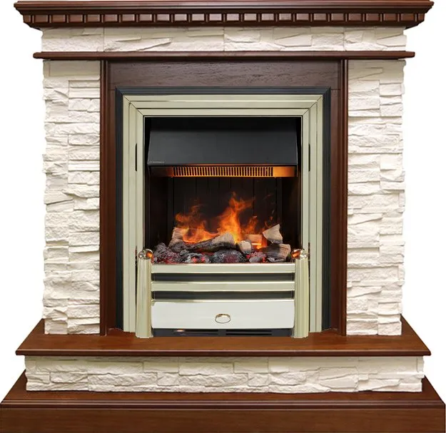 Каминокомплект Calgary - Дуб / Сланец беженый с очагом Cavendish