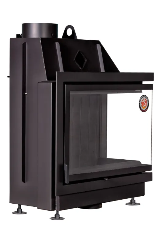 Каминная стальная топка Альфа 800 RB два стекла правая черный шамот