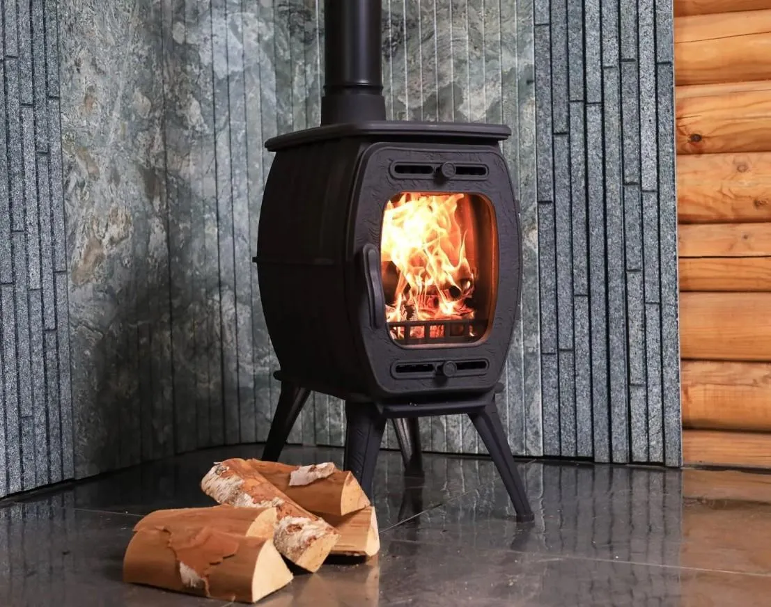 Чугунная печь-камин отопительно-варочная «Бахта 2» серая