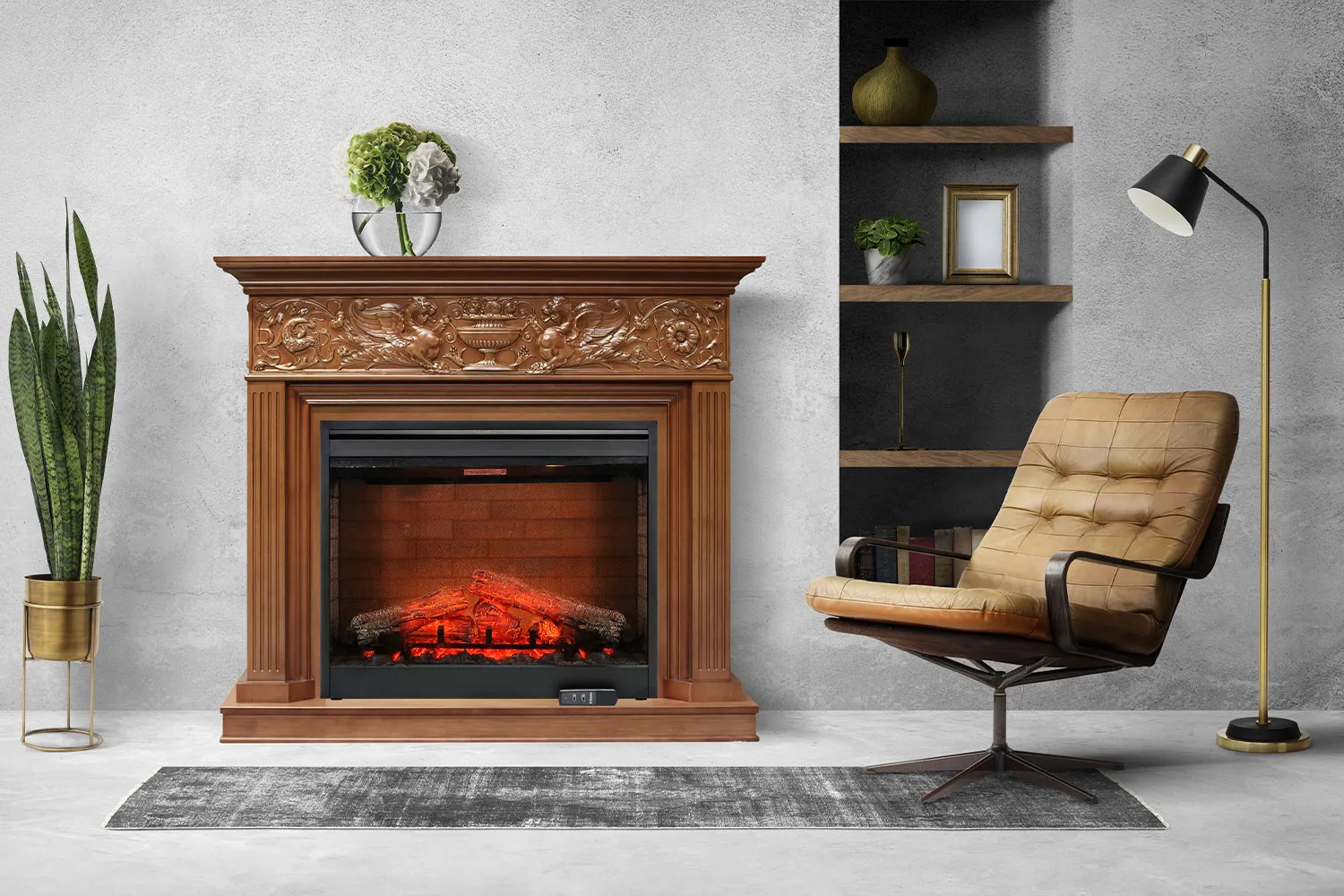 Каминокомплект Palace - Темный дуб с очагом Symphony 30'' DF3020-INT