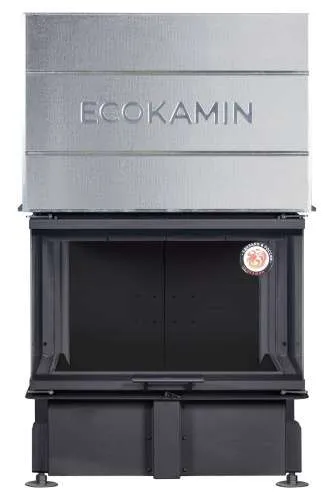 Каминная стальная топка ДЕЛЬТА 800 B три стекла принтинг черный шамот