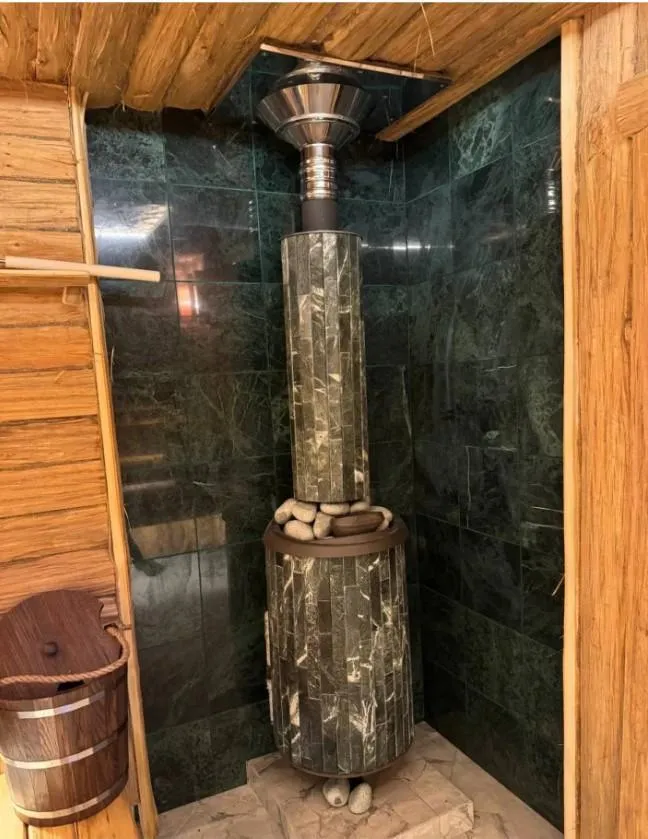 Чугунная банная печь Атмосфера L ламели «Змеевик» наборный