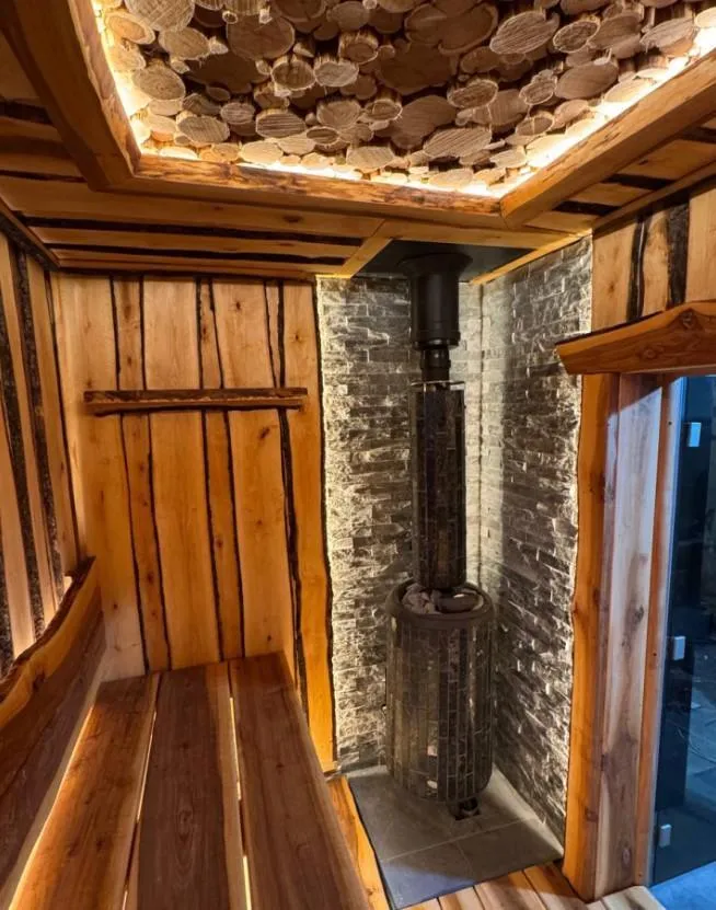 Чугунная банная печь Атмосфера L ламели «Змеевик» наборный