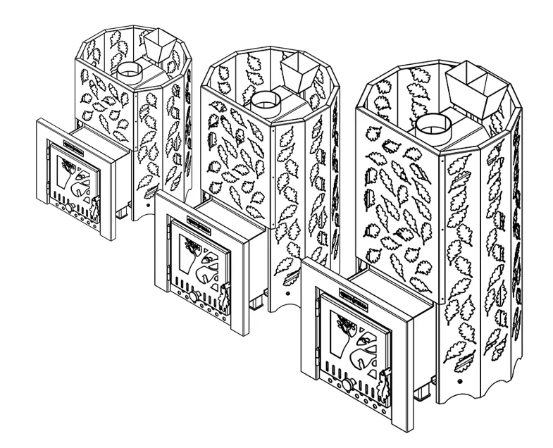 Банная печь Дубок 16 INOX 3 мм закрытая каменка
