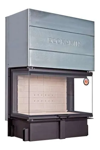 Каминная стальная топка ДЕЛЬТА 1000 P три стекла подовое горение принтинг