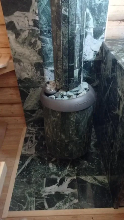 Чугунная банная печь Атмосфера L ламели «Змеевик» наборный