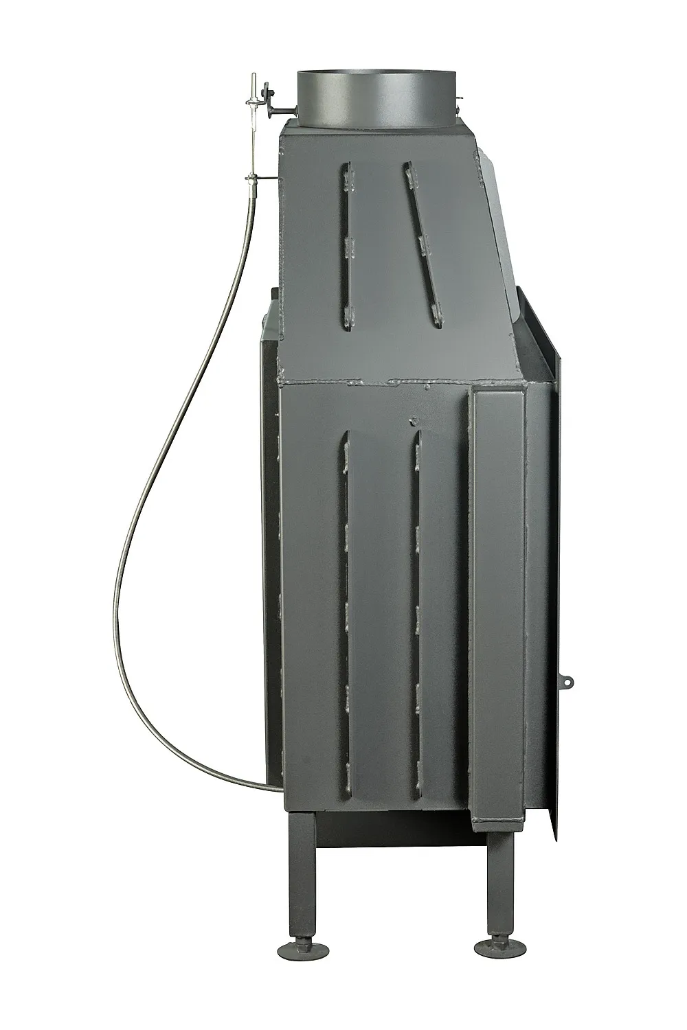 Каминная стальная топка Альфа 1000 RB два стекла правая черный шамот