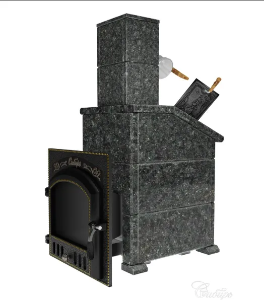 Премиальная банная печь Сибирь 40 ЗК дверка 700х700 в облицовке Президент пироксенит Премиальная банная печь Сибирь 40 ЗК дверка 700х700 в облицовке Президент пироксенит