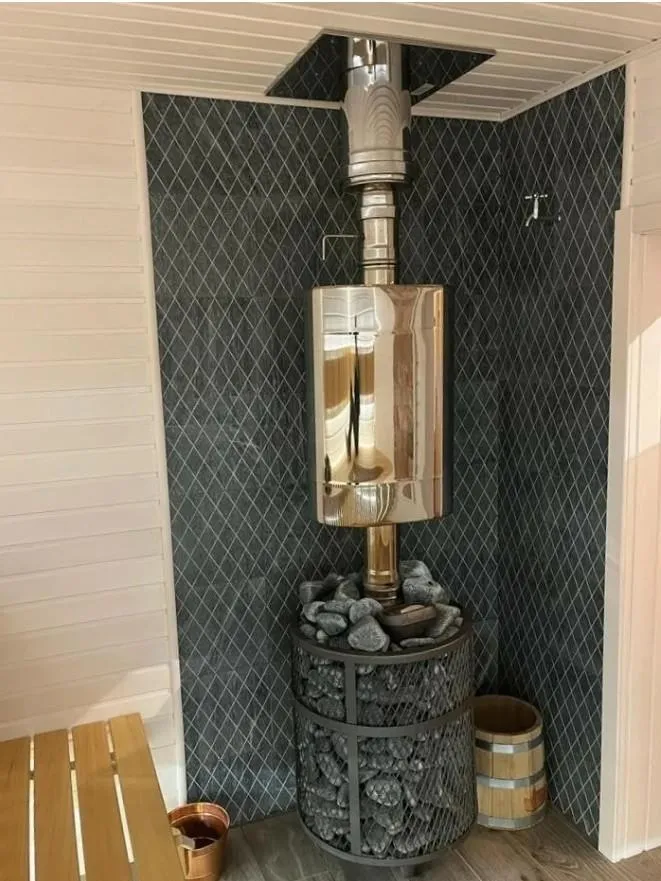 Чугунная банная печь Атмосфера М нержавеющая сетка