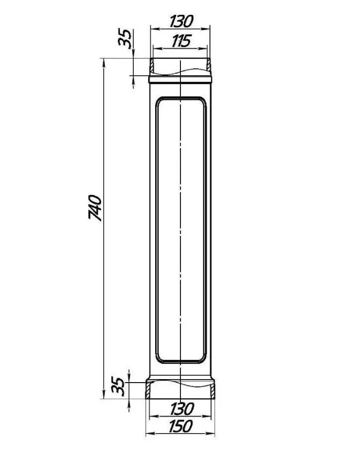 Стартовый дымоход 115/740 черный