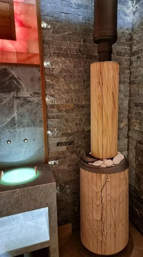 Чугунная банная печь Атмосфера XL ламели «Окаменевшее дерево» наборные