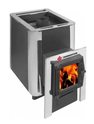 Банная печь ДоброПар 9-14 чугунная дверца со стеклом