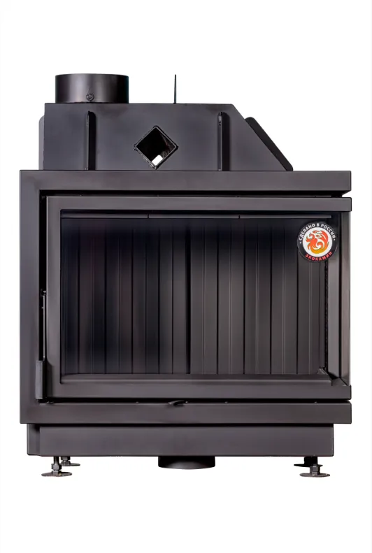 Каминная стальная топка Альфа 800 RB два стекла правая черный шамот